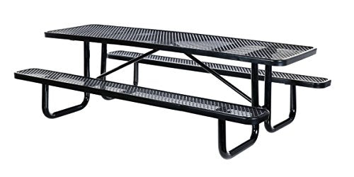 Vestil PT-MX-3072-BK Steel Picnic Table Expanded Metal Rectangle Top 30 in. x 72 in. Black