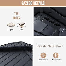 ABCCANOPY Wood Gazebo 11x13 Black - Outdoor Patio Wooden Gazebo with Hardtop Metal Double Roof