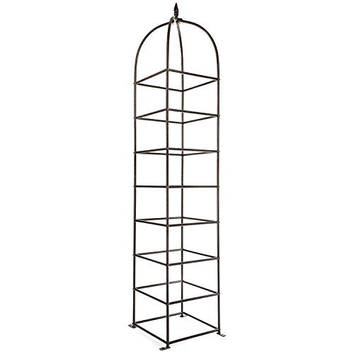 H Potter 8.5 Foot Iron Garden Obelisk Trellis | Heavy-Duty Ornamental Metal Landscape Hardscape for Climbing Plants | Large Handcrafted Vertical Yard Art - Model GAR470L