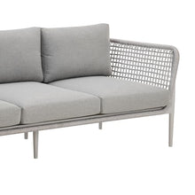 Armen Living Rhodes Outdoor Patio 4 Piece Conversation Set Aluminum Sintered Stone Light Gray