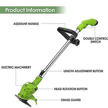AMYYTL Cordless Grass Strimmer Cordless Lawn Mower, Adjustable Length Rotary Head Lawn Mower Electric 24V Walk-Behind Weeder with 3 Cutting Capabilities Trimmer for Garden Lawn