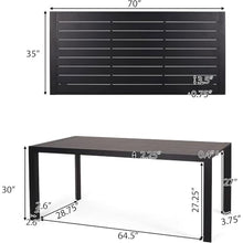 SRECELL Outdoor Rectangle Dining Table, Modern Aluminum Patio Table with Slat Top Design, 70 Inch Backyard Dining Furniture for Garden, Deck, Porch and Outdoor Entertaining