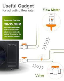 VARMINPOOL APP Control 35,100BTU Electric Pool Heater for 9,000 Gallons Above and In Ground Swimming Pools, Pool Heat Pump with Heating & Cooling, 240V, Home and Villa Use, Titanium Heat Exchanger