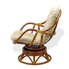 Wickerix Set of 2 Bali Lounge Swivel Rocking Chairs with Cream Cushion and Pelangi Round Coffee Table Natural Rattan Wicker Handmade, Colonial Color