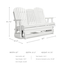 Signature Design by Ashley 1-Piece HDPE Outdoor Glider Loveseat, White