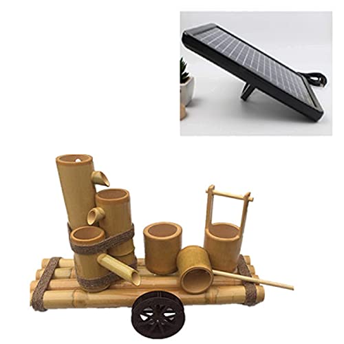 EliteBloom Bird Bath Water Features for The Garden Solar Powered,Bamboo Flowing Water Water Feature Fountain Feng Shui Wheel Waterwheel Humidifier,80Cm Ornaments
