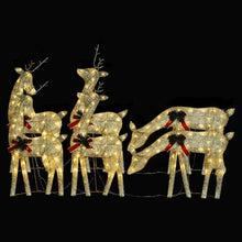 Xolmizyn 6 Piece Christmas Reindeer Set, Lighted Gold Fabric Deer Decorations for Indoor Outdoor Holiday Yard Decor, Warm White LED Christmas Ornaments with USB Plug