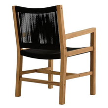 Modway Vienna Outdoor Patio Teak Wood Dining Armchairs Set of 2 in Natural Black – Woven Rope Teak Accent Patio Chairs with Armrests – Weather-Resistant Deck Chairs for Backyard, Porch