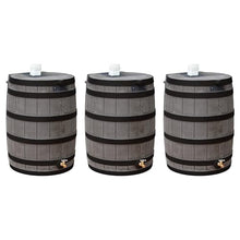 Good Ideas Rain Wizard 50 Gallon Water Storage Barrel Oak With Darkened Ribs (3 Pack)