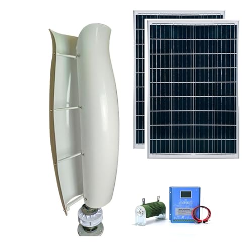 1KW Tulip Type Wind Turbine Kit 12V 24V 48V 800W Vertical Axis Wind Turbine + 2 *100W Photovoltaic Panels + Intelligent Controller Breeze Start Wind And Solar Hybrid Power Generation System ( Color :