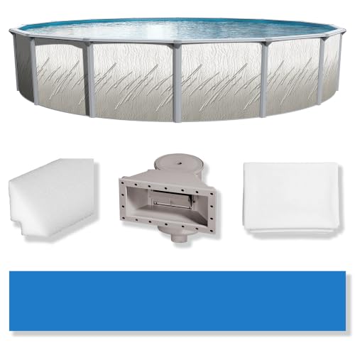 Puri Tech 18'x52 Lakeview Above Ground Swimming Pool Set with Liner, Skimmer, Liner Pad, and Pool Cove for Replacement Backyard Swimming Pool Setup