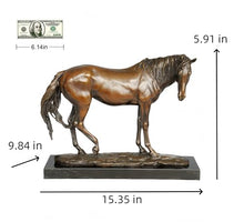 FENGSHUI-CAISHEN Pure Copper Horse Statue Brown