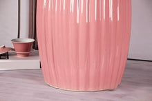 JOYNOW Ceramic Garden Stool Decorative Garden Stools Striped Carved Ceramic Stool Monochrome Glazed Ceramic Stool Shoe Bench Garden Stool Ceramic(A)