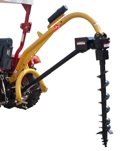 AGKNX ToolTuff Model 1000 Heavy Duty 3-Point Post Hole Digger with 9" and 12" HD Auger Yellow