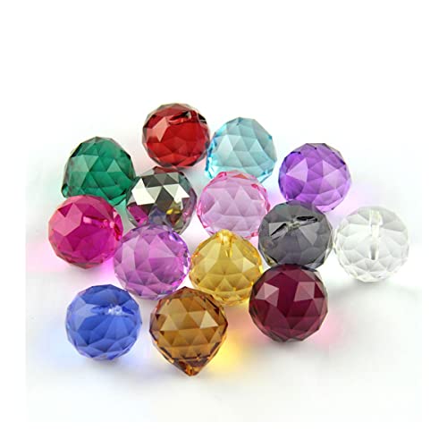 JUIYU Garden Suncatchers K9 Crystal Hanging Ball 15mm/20mm/30mm/40mm Prism Decoration Handmade Pendant Necklaces (Color : 40mm 40pcs)