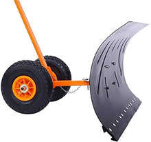 Efficient Snow Shovel with Wheels Heavy-Duty Rolling Snow Pusher Amulti-Angle Large Blade Plow for Doorway Driveway Or Pavement Clearing Efficient Snow Removal Tool (Color : Orange)