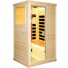 HOSAUNA 1 Person Spruce Wood Low EMF FAR Infrared Home Sauna with Control Panel