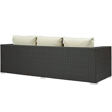 Modway EEI-1860-CHC-BEI Sojourn Wicker Rattan Outdoor Patio Coffee Table, Sofa, Canvas Antique Beige