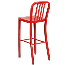 Flash Furniture Gael Commercial Grade 2 Pack 30" High Red Metal Indoor-Outdoor Barstool with Vertical Slat Back