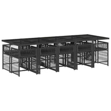 Todiikf 11 Piece Garden Dining Set Black Poly Rattan Outdoor Furniture with Large Tempered Glass Table and Foldable Chairs for Patio Backyard Terrace Balcony Seating for 10