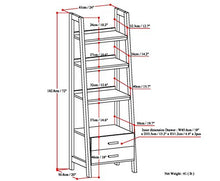 SIMPLIHOME Sawhorse 24" Solid Wood Ladder Shelf Dark Chestnut Brown