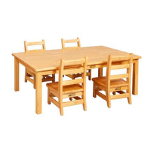 ECR4Kids Rectangular Hardwood Table & Chairs Set Honey