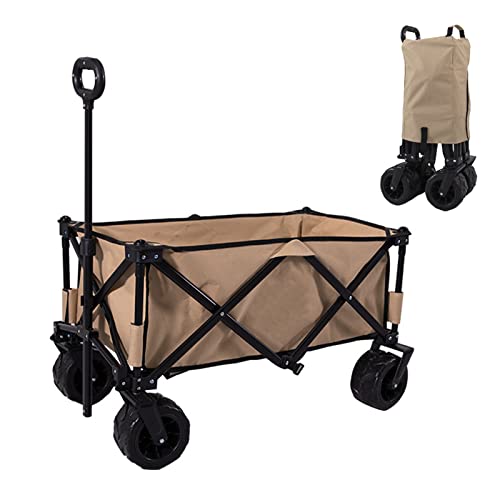 WHYUNM26 Outdoor Folding Utility Wagon Cart Collapsible Aluminum Alloy Bracket Adjustable Trolley for Shopping Camping Picnic Garden Beach