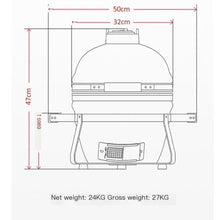 13-Inch Round Ceramic Smoker Grill, Tabletop Outdoor BBQ Braiser for Pizza & Grilling