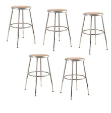 (5 Pack) National Public Seating 19"-27" Adjustable Height Heavy Duty Steel Stool, Grey, 6218H-CN
