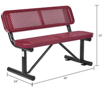 Global Industrial 4'L Heavy Duty Outdoor Steel Picnic Bench with Backrest