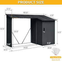CIATRE 106''Outdoor Steel Firewood Rack and Metal Storage Shed - Two-in-One Solution for Wood Storage and Tool Organization - Rust-Resistant and Weather-Proof Design