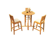 TeakStation Grade-A Teak Wood Maldives 4 Pcs Bar Set: 36" Round Table & 3 Armless Chair (30" Seat High) #37ML4AL