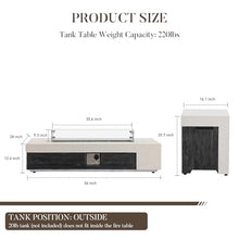 COSIEST 56" Outdoor Propane Fire Pit Table w Tank Cover & Wind Guard, Rectangle Gas Fire Pit Table with Concrete & Wood Grain Design, 50000BTU Fire Tables for Patio, Backyard, Garden