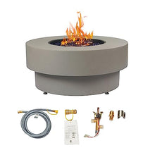 32-inch Outdoor Gas Fire Pit Table with Natural Gas Conversion Kit, 50,000BTU Propane Gas Fire Pits for Outside Patio w/Round Burner Lid, Glass Rocks, Cover