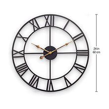 Outdoor Garden Wall Clock,24 Inch Large Waterproof Wall Clock Roman Numeral Display Vintage Style Metal Silent Patio Wall Clock Indoor Outdoor Decoration