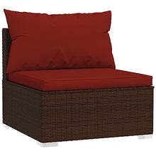 HGKMBRY Brown Modular Garden Lounge Set with Powder-Coated Steel Frame and Removable Cushion Covers, Comfortable Outdoor Seating Set for Patio