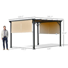 Outsunny 12' x 10' Outdoor Retractable Pergola Canopy with Sun Shade Beige