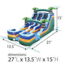 TentandTable 15FT Commercial Inflatable Double Water Slide, Tropical Green