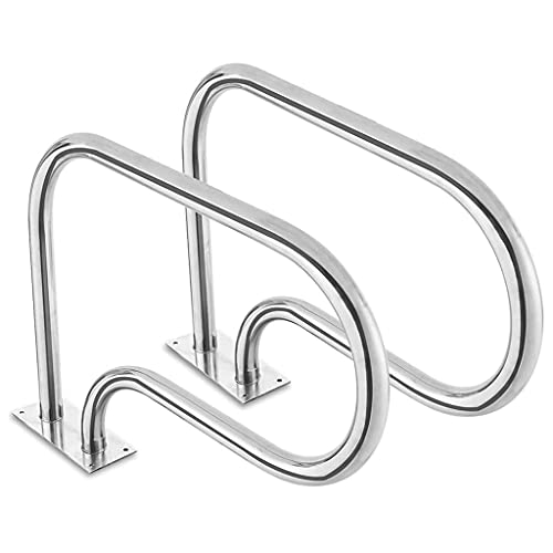BSNANCA Pool Handrail Swimming Pool Handrails for Inground Pool, Pool Railing Handrails Easy to Install,Silver/1Pcs ()