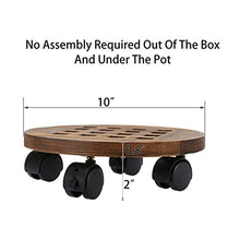 SIDUFHAOPKLL Wood Plant Stand Indoor Outdoor Planter Caddy Round Flower Pot Mover Trolley Wheels(25cm)