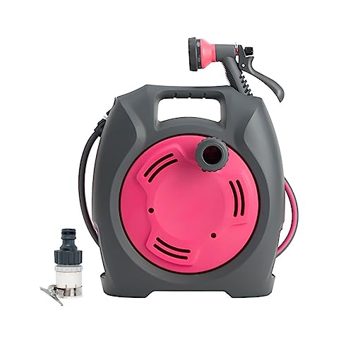Heavy Duty Water Hose Holder, Portable Hose Reel Cart, Garden Water Pipe Hose Holder Rack, Outdoor Hosepipe Cart Organizer, Suitable for Most Types of Faucet, with 10M/32Ft Hose and 7 Pattern Nozzle