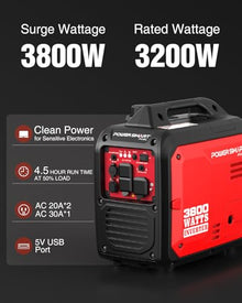 PowerSmart 3800 Watt Portable Inverter Generator for Home Use
