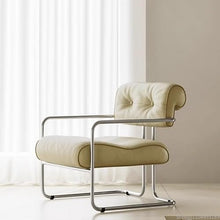 OUTIFUOSSR Mid-Century Modern Lounge Chair - Italian Minimalist Single Sofa with Stainless Steel Frame(Black)
