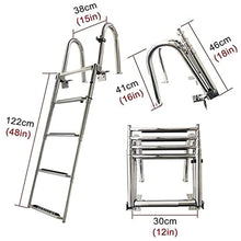 Swim Ladder Boat Pool Ladder 4 Step Swimming Pool Ladder Detachable, Folding Stainless Steel Pontoon Ladder with Rear Entry, Portable Yacht Drop Ladder with Handrail