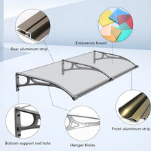 Awnings for Outside，Window awnings Exterior，Aluminum Bracket, Durable Polycarbonate Canopy，Rain & Snow Protection, for Entrance, Balcony, Garage-Blue-80x350cm/32x138in