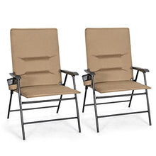 RomildaYuan 2 Piece Patio Upholstered Folding Portable Chair Camping Dining Outdoor Brown