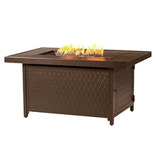 Rectangular 48 in. x 36 in. Aluminum Propane Fire Pit Table, Glass Beads, Two Covers, Lid, 57,000 BTUs in Brown Finish