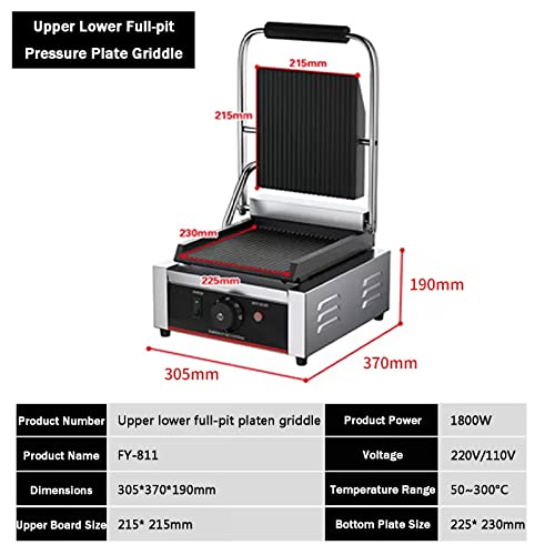 Electric Countertop Griddle Grill Stainless Steel Flat Griddle Hotplate Bbq Kitchen Grill Adjustable Temp Control Restaurant Grill for Camping Outdoor Tailgating Kitchen Home Barbecue,811