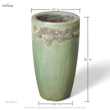 Emissary Home and Garden 13in. L x 23in. H Reef/Spa Blue Stoneware Round Planter with High-fire Treatment (Set of 1)