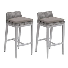 Oxford Garden Argento Bar Stool Resin Wicker with Stone Cushions 2 Pack Powder Coat Flint